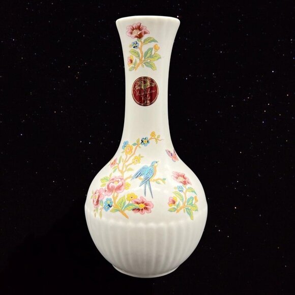 Wicklow Vale Ireland Porcelain Vase Bird And Original Sticker Butterfly 6”T 1.5” - Picture 1 of 8